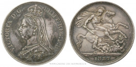 GRANDE BRETAGNE, Victoria (1837-1901), Crown 1887, (Argent - 28,2 g - 38,7 mm - 12h)
A/ Buste du Jubilé de la Reine à gauche.
R/ Saint Georges à che...
