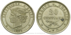 HAÏTI,Essai module de 20 Centimes 1877 BB CT, (Maillechort - 5,01 g - 22,5 mm - 6h)
A/ Tête de Mercure à gauche.
R/ Valeur dans un grènetis.
Réf. V...