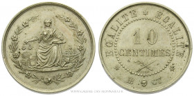 HAÏTI, , Essai module de 10 centimes non daté BB CT, (Maillechort - 4,09 g - 20,5 mm - 6h)
A/ L'Égalité assise de face, tenant une balance et s'appuy...