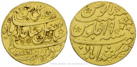 INDE - INDES BRITANNIQUES, Présidence du Bengale, Mohur au nom de Shah Alam II (1796-1806) an 1202/19 frappé à Calcutta, (Or - 12,31 g - 25,9 mm - 12h...