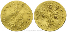 ITALIE, TOSCANE - Grand Duché - Jean Gaston (1723-1737), Florin d'on ou zecchino 1736 Florence, (Or - 3,45 g - 20,8 mm - 6h)
A/ Fleur de lys.
R/ Sai...