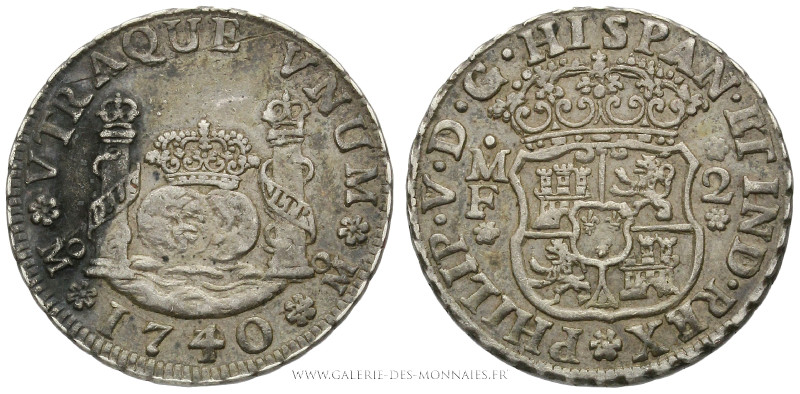 MEXIQUE, Philippe V (1700-1746), 2 Réales 1740 MF Mo Mexico, (Argent - 6,68 g - ...