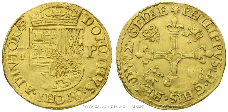 PAYS-BAS ESPAGNOLS, DUCHÉ DE GUELDRE - Philippe II (1555-1576), Couronne d'or no...