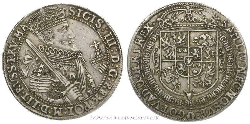 POLOGNE, Sigismond III (1587-1632), Thaler 1627, (Argent - 28,93 g - 41,7 mm - 9...