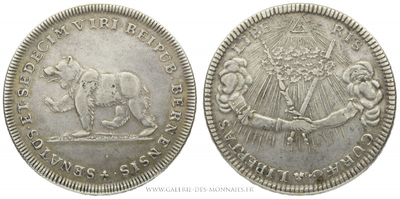 SUISSE, Canton de Berne, "Sechzehnerpfennig" 1741 au poids du double thaler., (A...