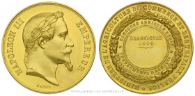 FRANCE, SECOND EMPIRE (1852-1870), Napoléon III (1852-1870), Médaille or Napoléon III Concours agricole régional de Draguignan 1864 par Barre, (Or - 2...