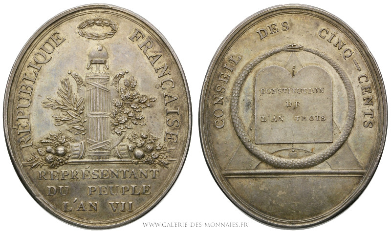 FRANCE, Conseil des Cinq-Cents (1795-1799), Médaille d'identité au conseil des C...