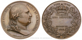 FRANCE, Chambre des Députés, Louis XVIII (1815-1824), Médaille Chambre des Députés session de 1818, par ANDRIEU, (Cuivre - 39,06 g - 40,5 mm - 12h)
A...