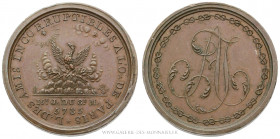 FRANCE, PREMIER EMPIRE (1804-1814), ORIENT DE PARIS, Médaille de la Loge des Amis Incorruptibles à l'Orient de Paris 5785 (1785), (Cuivre - 9,37 g - 2...