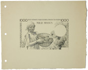 AFRIQUE ÉQUATORIALE FRANÇAISE, Epreuve de recto 1000 Francs AFRIQUE ÉQUATORIALE FRANÇAISE 1957
Réf. P.34e
SUPERBE
Vignette hors marge : 145 x 90 mm...