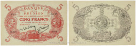 ILE DE LA RÉUNION, 5 Francs Cabasson Rouge Banque de la Réunion 1944
Réf. P.14-9
TB+
Signatures du directeur J. RABOT et du caissier J. NINON (peti...