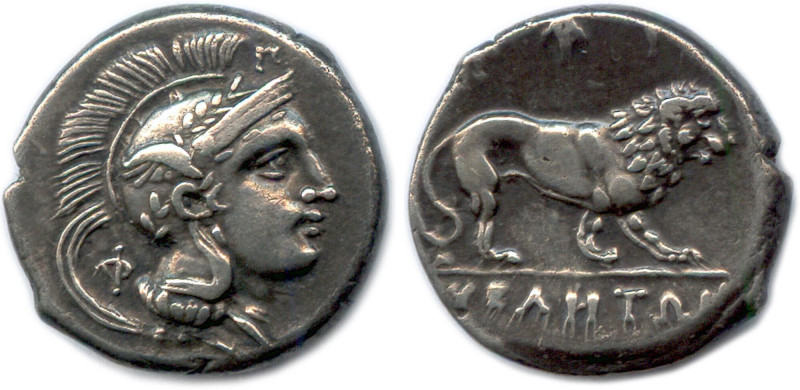 LUCANIE - VELIA 340-334
Tête d'Athéna à droite, coiffée d'un casque à aigrettes ...