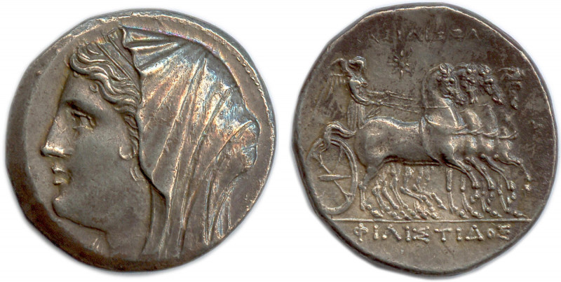 SICILE - SYRACUSE Philistis, épouse de Hiéron II 275-215
Buste diadémé et voilé ...