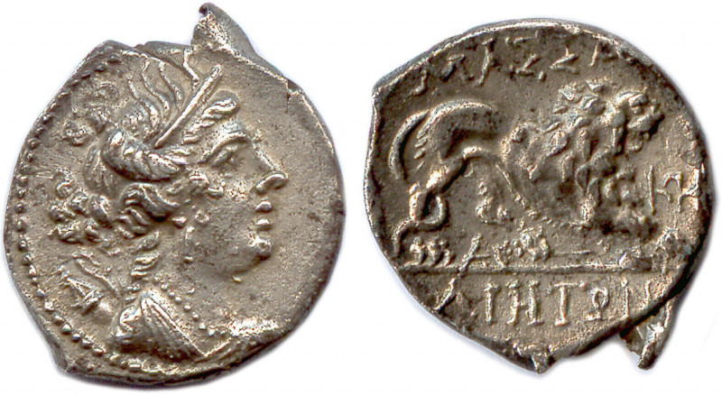 MASSALIA 220-49
♦ Brenot 67
Drachme d'argent. MAΣΣA/ΛΙΗΤΩΝ. 
Devant, monogramme ...