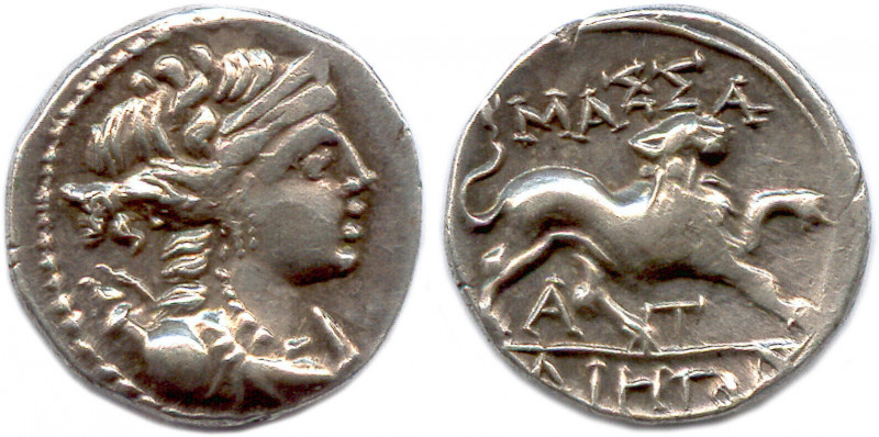 MASSALIA 220-49
♦ Brenot 72 et ss
Drachme d'argent. MAΣΣA/ΛΙΗΤΩΝ. 
A-T entre les...