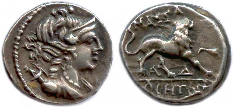 MASSALIA 220-49
♦ Brenot 72 et ss
Drachme d'argent. MAΣΣA/ΛΙΗΤΩΝ. 
A-Δ entre les...