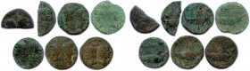 GAULE 
Sept monnaies en bronze de Nîmes : demi-as (2) et as (5) de Nimes Beaux. et T.B