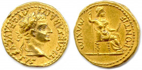 TIBÈRE Tiberius Claudius Nero 17 septembre 14 - 16 mars 37
TI CAESAR DIVI AVG F AVGVSTVS. Sa tête laurée à droite. 
R/. PONTIF MAXIM. Livie assise ten...
