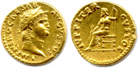 NÉRON Lucius Domitius Ahenobarbus 
13 octobre 54 - 8 juin 68
IMP NERO CAESAR AVGVSTVS. Sa tête laurée. 
R/. IVPPITER CVSTOS. Jupiter assis sur un trôn...