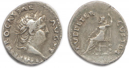 NÉRON Lucius Domitius Ahenobarbus 54-68
IMP NERO CAESAR AVG PP. Sa tête laurée à droite. 
R/. IVPITER CVSTOS. Jupiter assis à gauche, tenant un long s...