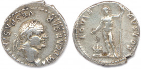 VESPASIEN Titus Flavius Vespasianus 69-79
IMP CAESAR VESPASIANVS AVG. Sa tête laurée à droite. 
R/. IOVIS CVSTOS. Jupiter debout face, tenant un long ...