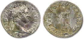 DOMITIEN Titus Flavius Domitianus 81-96
IMP CAES DOMIT AVG GERM P M TR P VIII. Sa tête laurée à droite. 
R/. IMP XIX COS XIIII CENS P P P. Minerve deb...