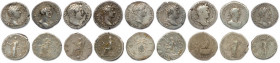 HADRIEN Publius Ælius Hadrianus 117-138
Neuf deniers en argent : 
♦ Cohen 154, 252, 362, 363, 471, 903, 909, 1013 et 1073. 
B. Beaux et T.B.