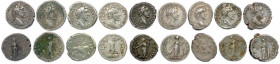ANTONIN LE PIEUX Titus Aurelius Antoninus 138-161
Neuf deniers en argent : ♦ Cohen 270, 304, 344, 353, 573, 617, 876, 939, 1057. T.B.