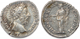 MARC AURÈLE Marcus Ælius Aurelius Verus 
8 mars 161 - 17 mars 180
M ANTONINVS AVG GERM SARM. Sa tête laurée à droite. 
R/. TR P XXX IMP VIII COS III P...