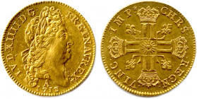 LOUIS XIV 1643-1715
LVD. XIIII. D. G .FR. ET. NAV. REX (trèfle). 
Sa tête laurée à droite. Dessous, lettre d'atelier et millesime. 
R/. CHRS.REGN.VINC...