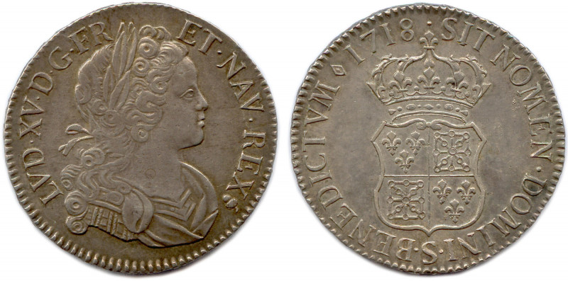 LOUIS XV 1715-1774
Buste du roi lauré et cuirassé. Gland, marque de Louis Lagoil...