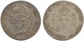 LOUIS XV 1715-1774
Sa tête ceinte d'un bandeau. Héron, marque de Jean 
Dupeyron. R/. Écu ovale couronné aux armes de France 
entre deux branches de la...