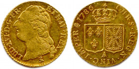 LOUIS XVI 1774-1793
Sa tête nue signée DUVIV. Héron, Jean II Dupeyron de la Coste. 
R/. Deux écus rectangulaires couronnés aux armes de France et de N...