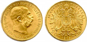 AUTRICHE - FRANÇOIS-JOSEPH 1848-1916
20 Corona or 1915 Vienne. (6,79 g) ♦ Fr 504
Superbe.