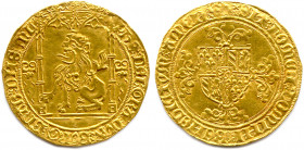 BELGIQUE - BRABANT - PHILIPPE LE BON 
Duc de Bourgogne Comte de Brabant 4 août 1430 - 15 juin 1467
✠ PHS’ DEI GRA’ DVX BVRG’ BRAB’ DNS’ ML. Lion assis...