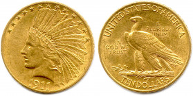 ÉTATS-UNIS D'AMÉRIQUE 
10 Dollars or Tête d'Indien 1911 Philadelphie. (16,69 g) 
Très beau.
