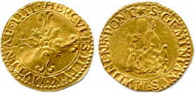 ITALIE - MODÈNE - HERCULE II D'ESTE 
Duc de Ferrare, de Modène et de Reggio 
31 octobre 1534 - 3 octobre 1559
HERCVLES II DVX MVTINAE IIII. Croix feui...