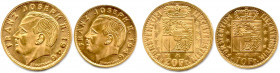 LIECHTENSTEIN - FRANÇOIS-JOSEPH 25 juillet 1938 - 13 novembre 1989
Deux monnaies en or : 20 Francs et 10 Francs 1946. (9,68 g) Superbes