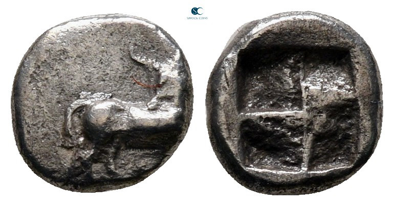 Macedon. Ennea Hodoi circa 500-480 BC. 
Obol AR

8 mm, 0,57 g



very fin...