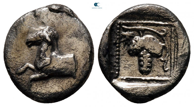Thrace. Maroneia circa 377-365 BC. 
Diobol AR

10 mm, 1,16 g



very fine