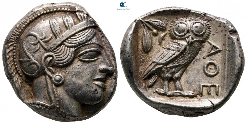 Attica. Athens circa 454-404 BC. 
Tetradrachm AR

25 mm, 17,22 g



extre...