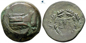 Mysia. Kyzikos circa 300-200 BC. Overstruck on an earlier issue from Kyzikos (SNG Paris 436).. Bronze Æ