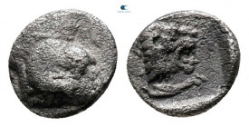Caria. Uncertain mint circa 450-400 BC. Tetartemorion AR