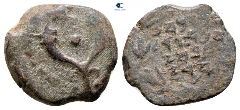 Judaea. Jerusalem. John Hyrcanus I 135-104 BC. 
Prutah Æ

12 mm, 1,68 g


...