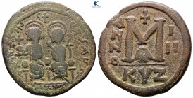 Justin II and Sophia AD 565-578. Cyzicus. Follis or 40 Nummi Æ