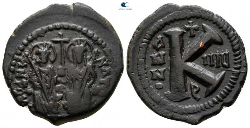 Justin II and Sophia AD 565-578. Theoupolis (Antioch)
Half Follis or 20 Nummi Æ...