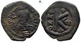 Maurice Tiberius AD 582-602. Constantinople. Half Follis or 20 Nummi Æ