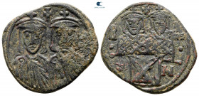 Leo IV with Constantine VI, Constantine V and Leo III AD 775-780. Constantinople. Follis or 40 Nummi Æ