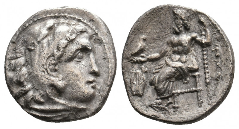 KINGS OF MACEDON. Alexander III 'the Great' (336-323 BC). AR Drachm. 3.66 g. 17....