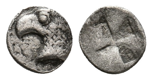 AEOLIS. Kyme. (Circa 480-450 BC). AR Hemiobol. 0.28 g. 7.30 mm.